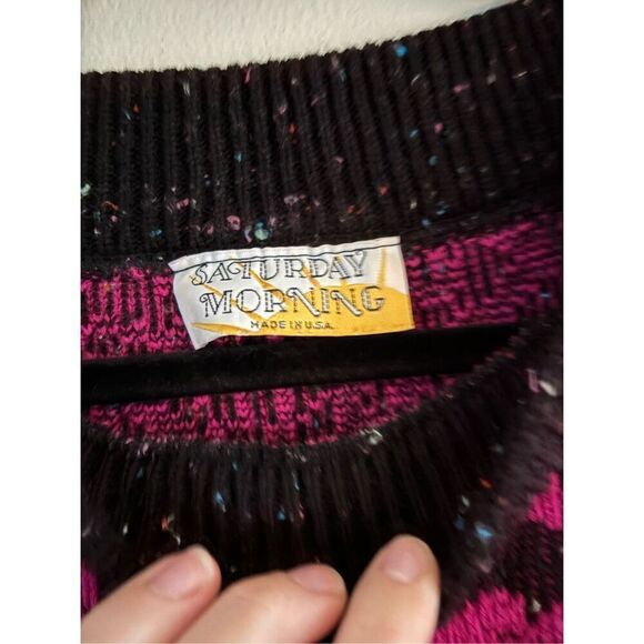 Saturday Morning Vintage 90s Funky Acrylic Sweater No SZ Tag Best Fits Medium - Picture 3 of 6